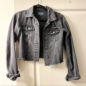 Cropped Black Denim Jacket